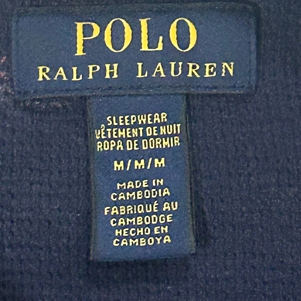Polo Ralph Lauren Henley Shirt Mens M 100% Cotton Waffle Knit Preppy Blue Medium